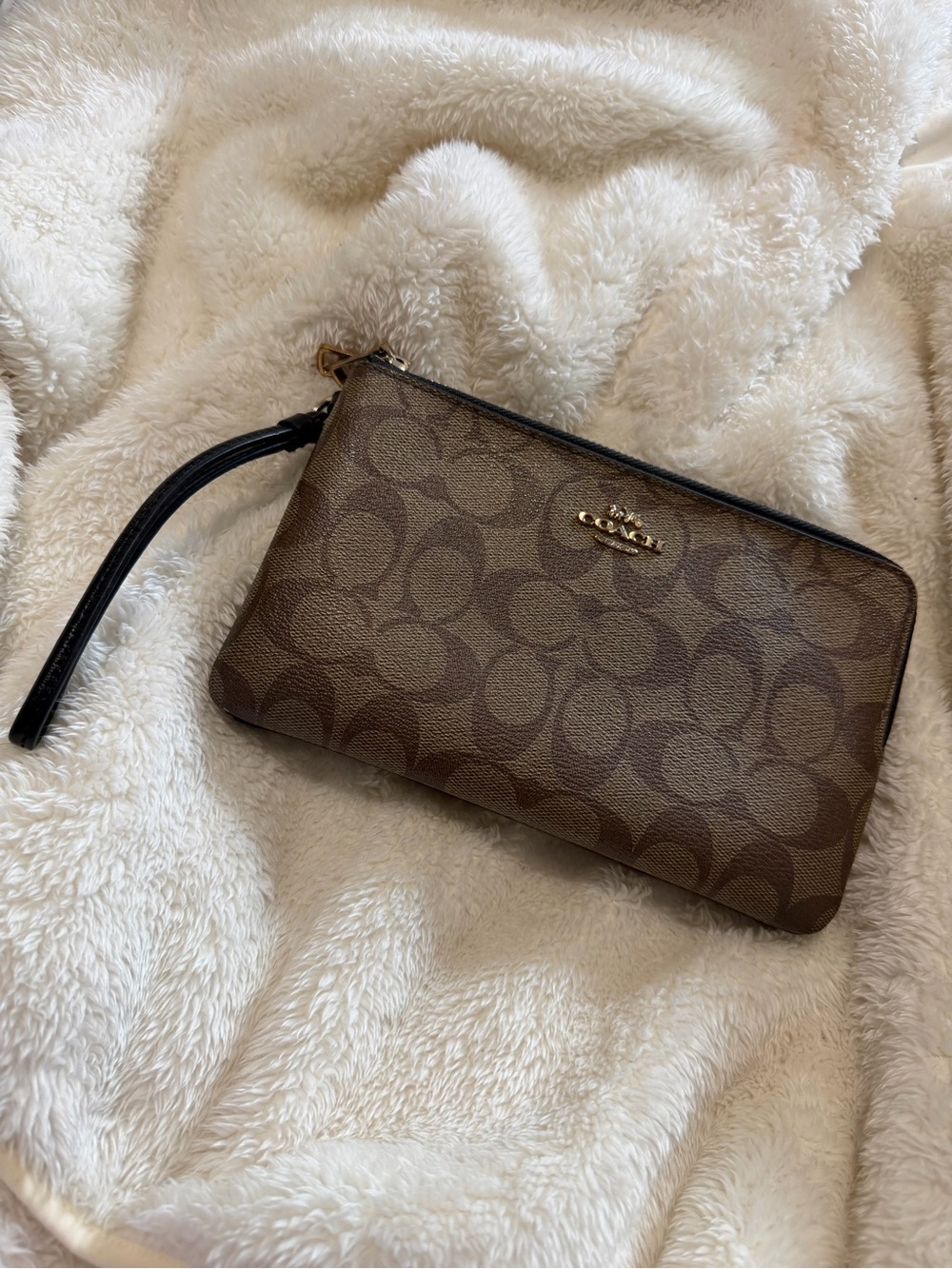 Coach Signature Canvas Brown Wristlet